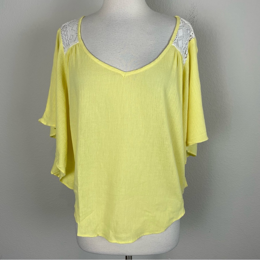 Ella Moss Yellow Gauzy Cotton Flared Sleeve Top size XS - Picture 2 of 11
